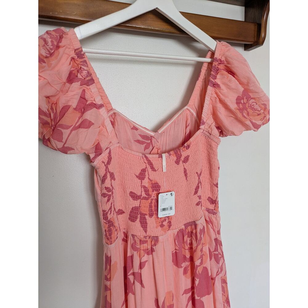 Free People Sundrenched Short-Sleeve Maxi Dress Pinky Combo Boho Floral - Picture 6 of 6